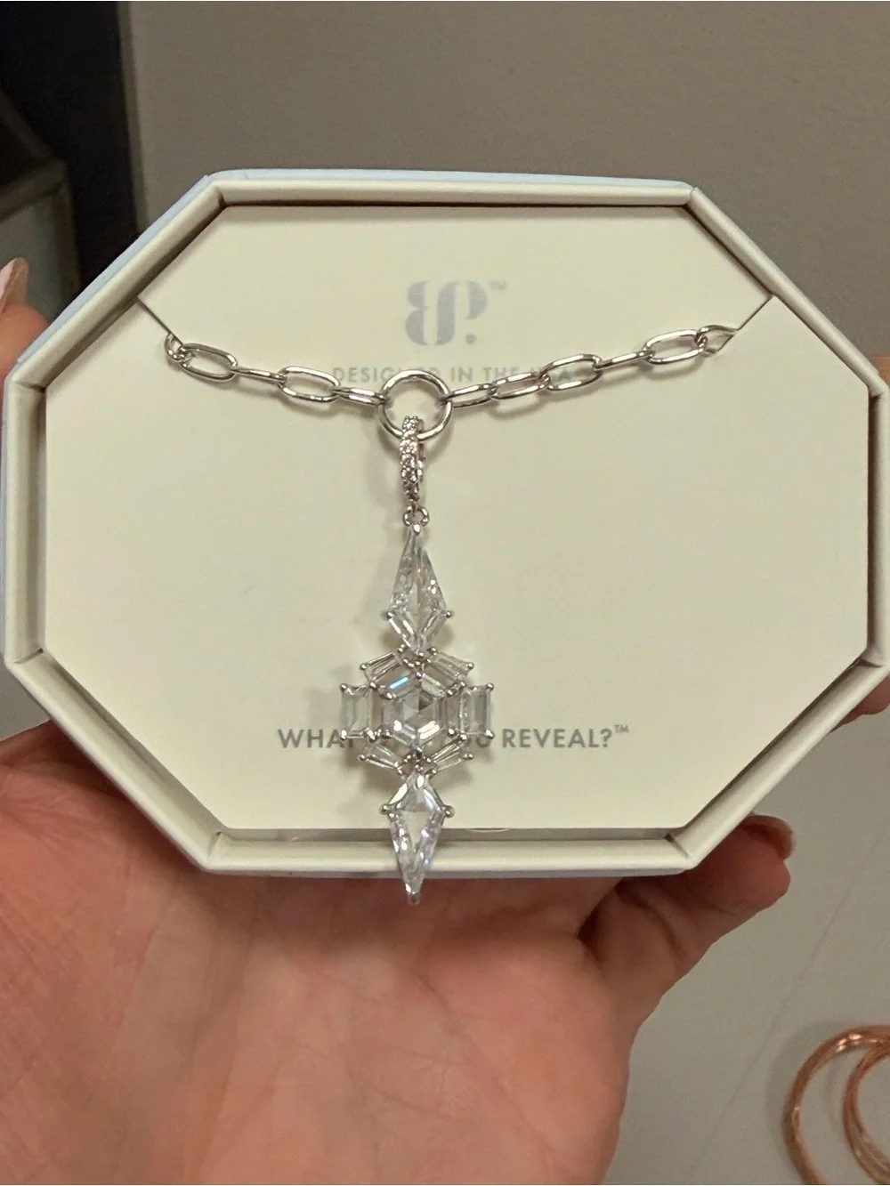 Silver Crystal Drop Necklace BP NWT “Kaleidoscope Wonder”
